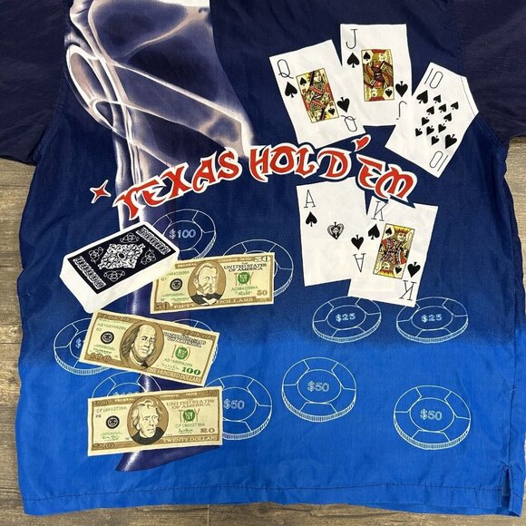 Texas Hold em Button Up Shirt Men Size XL Vintage‎ JET Strtwr AOP Polyester (33) - Picture 11 of 12